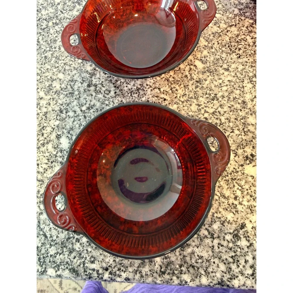 Anchor Hocking Vintage RARE Royal Ruby Glass serving dish Set of 5 Red Glass